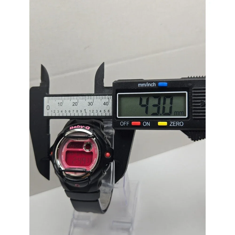 Casio Baby G Womens Black Pink Digital Alarm 43mm Watch Y2K LCD New Battery